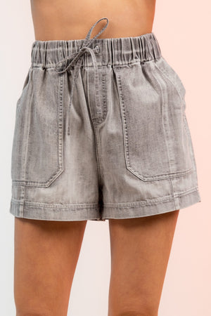 High Waisted Denim Mini Shorts w/ Pockets