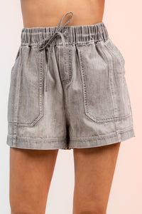 High Waisted Denim Mini Shorts w/ Pockets