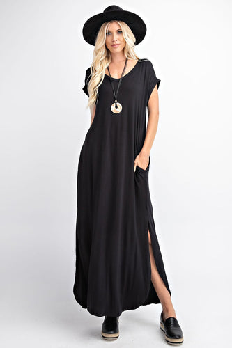 BASIC V NECK MAXI DRESS