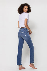 DISTRESSED MID RISE ANKLE STRAIGHT