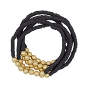 Rubber and Gold Beaded Set of 5 Stretch Bracelet