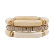 Bamboo Acrylic and Rubber Set of 3 Stretch Bracelet