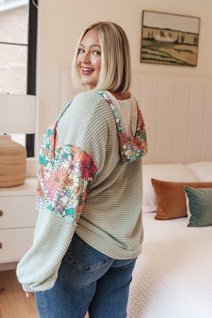 Get Started Floral Color Block Hoodie