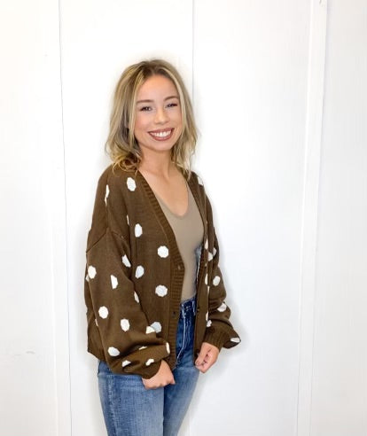 POLKA DOT BUTTON UP CARDIGAN