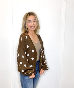 POLKA DOT BUTTON UP CARDIGAN