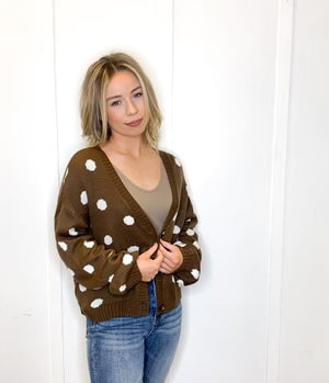 POLKA DOT BUTTON UP CARDIGAN