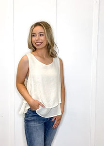 Sleeveless Layered Top with Keyhole Back