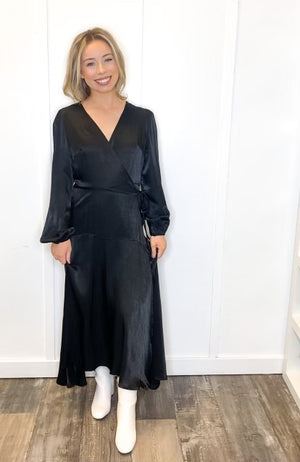 Women's V Neck Long Sleeve Maxi Dress
