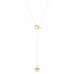 28", 4.5" DROP LARIAT WITH FIXED TOGGLE AND STAR PENDANT NECKLACE