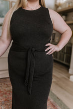 Load image into Gallery viewer, Out on the Town Tie Detail Midi Dress in Charcoal