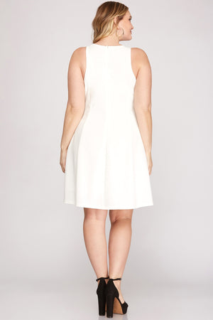 SLEEVELESS HEAVY KNIT A LINE DRESS
