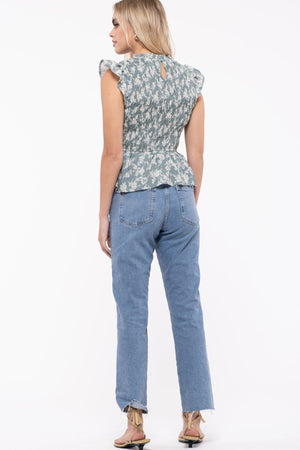 FLORAL SMOCKED BODY BLOUSE