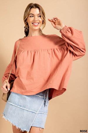CREW NECK GATHER SEAM TOP