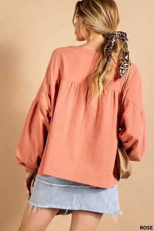 CREW NECK GATHER SEAM TOP