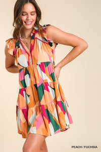Multi Color Abstract Print Dress