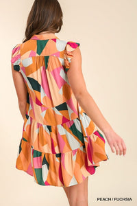 Multi Color Abstract Print Dress