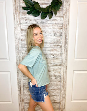 Short Sleeve Cotton Slub Half Button Top
