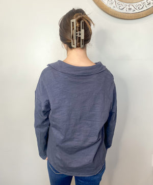 Long sleeve collared comfy knit top