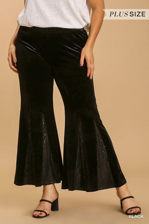 High Waist Knit Velvet Stretch Wide Flare Leg Pant