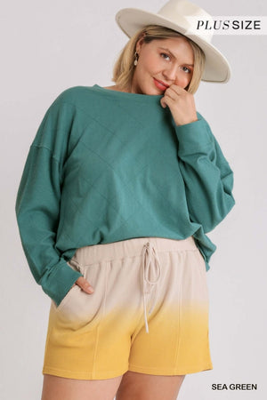 Diamond Knit Round Neck Long Sleeve Top